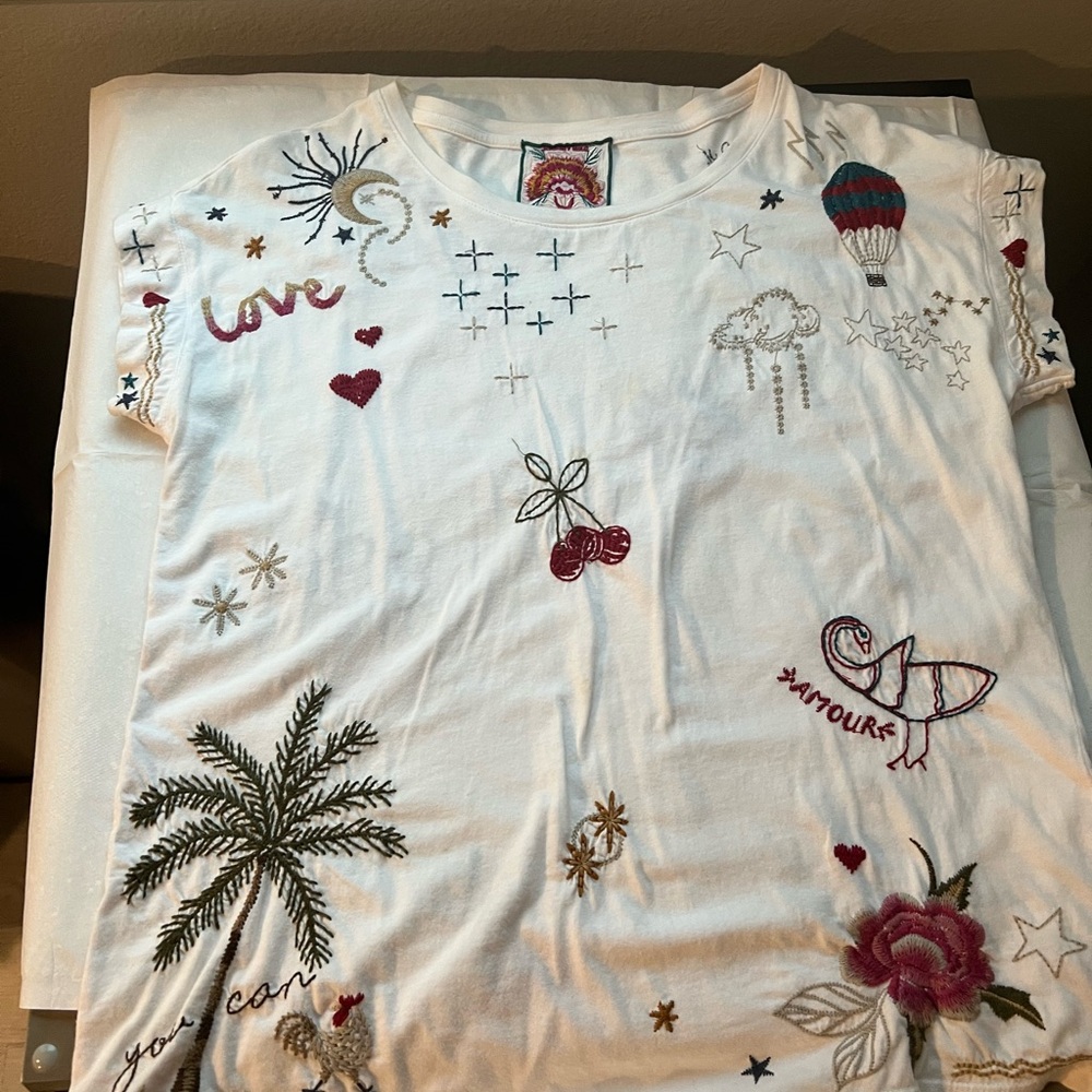 Embroidered White adorable tee
